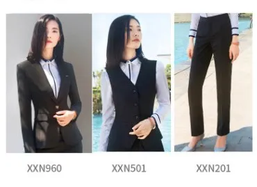 black pant suit Женский комплект из трех предметов, брючный костюм, офисный Женский блейзер+ жилет+ брюки, Женский костюм из 3 предметов, большой размер, черный, синий - Цвет: black pant suit