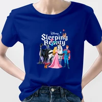 disney sleeping beauty blue tshirt aesthetic princess aurora printed poleras mujer 2022 european trendy summer t shirts women