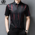 Мужская рубашка с коротким рукавом, повседневная, приталенная, с принтом, C755