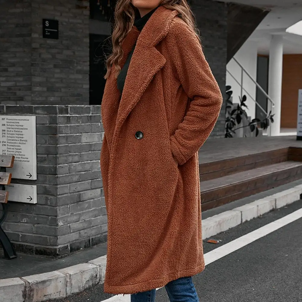 

Пальто с лацканами, плюшевая свободная кожаная женская куртка, зимняя куртка для работы