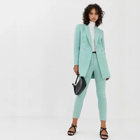 2021 new arrival sky blue womens business suit female office uniform ladies formal pants suit double breasted womens tuxedo