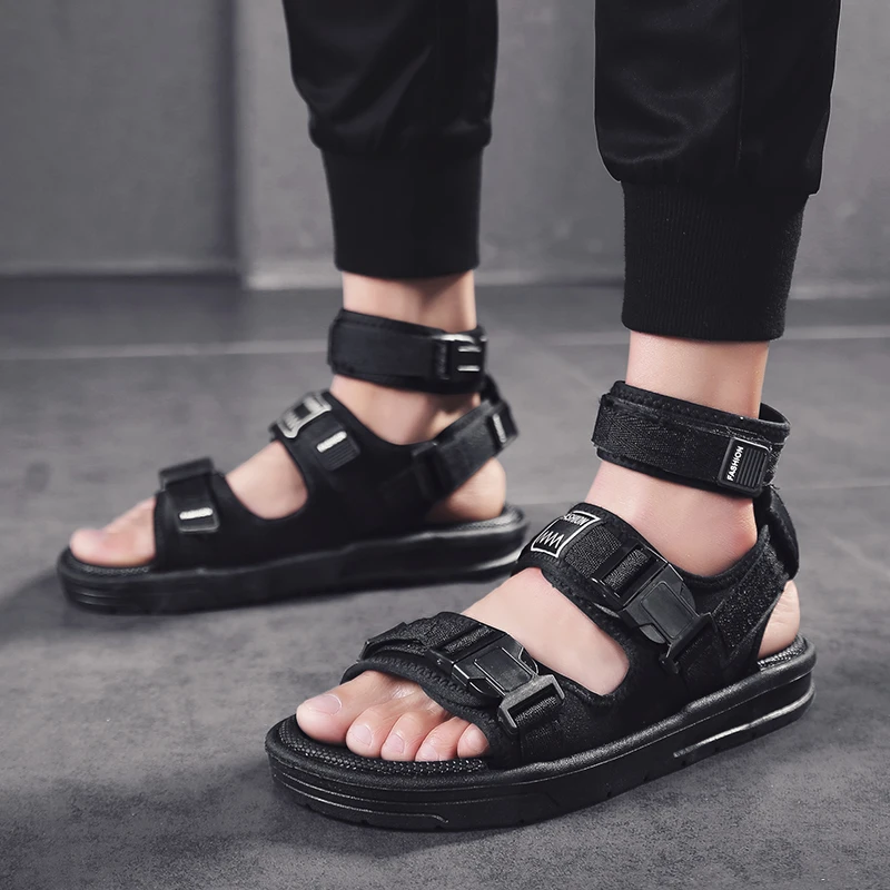 Мужские дизайнерские сандалии гладиаторы до щиколотки Модные мужские Пляжная