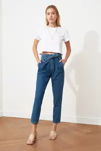 Джинсы с арочными колесиками и высоким берцем для мамы TWOSS20JE0052