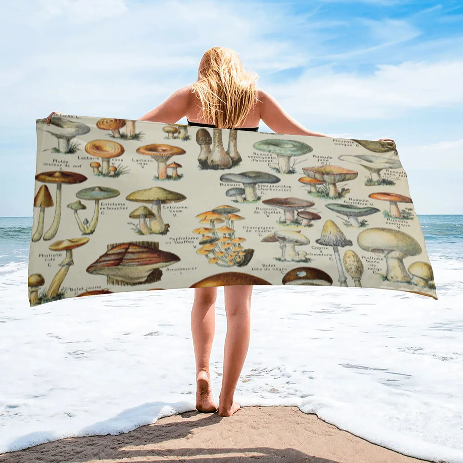 

Mushrooms Vintage Bath Towel Microfiber Travel Beach Towels Bathroom Supplies Quick-Dry Bath Towels for Adults
