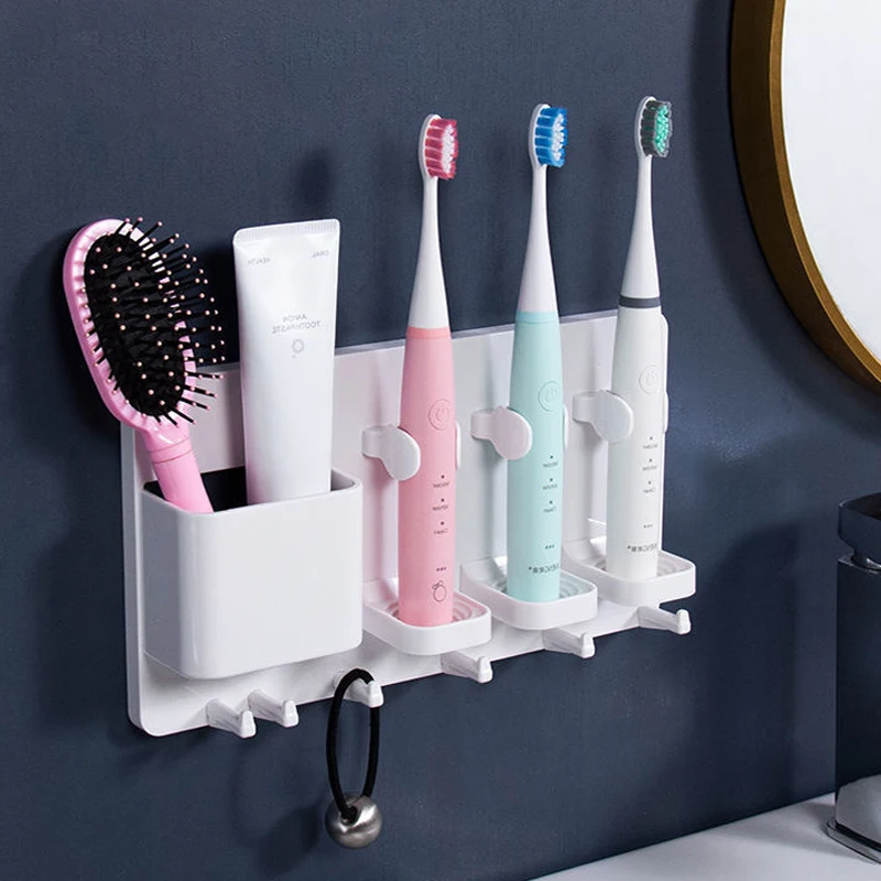 

Bathroom Storage Electric Toothbrush Holder Traceless Wall-Mount Keep Dry Toothbrush Stand Rack Bath Accessories