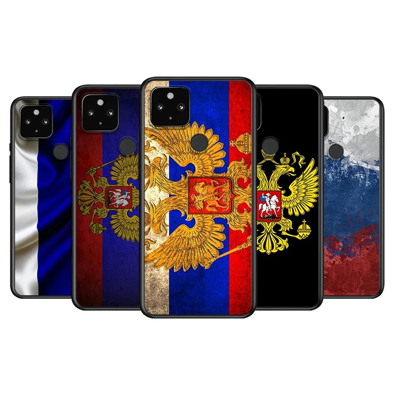 

Russian Flag Federation Soft TPU Silicone Black Cover For Google Pixel 5 4A 5G 4 XL Phone Case