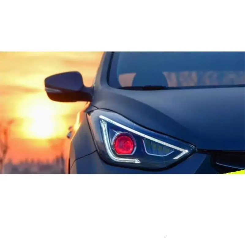 Боковой указатель поворота внешний стиль авто Drl светодиодные дневные ходовые части фары автомобильные фары в сборе для hyundai Elantra