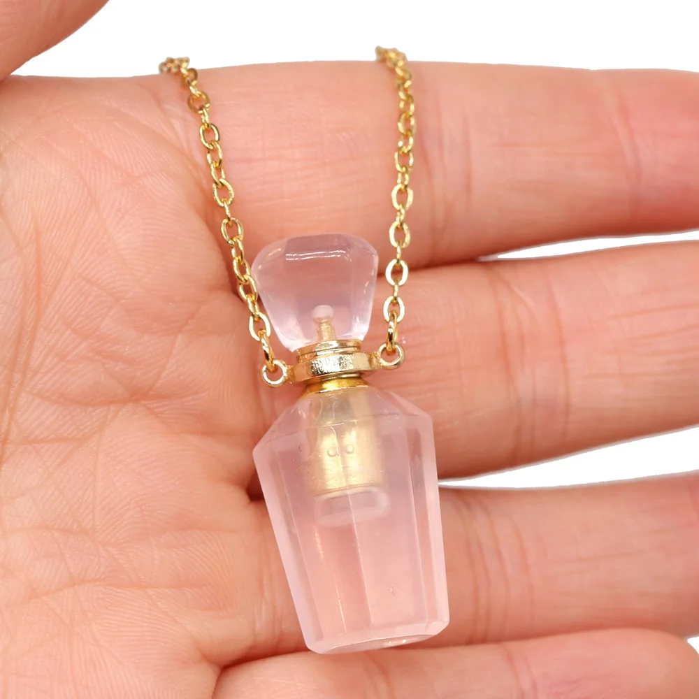 

Natural Semi-Precious Stone Perfume Bottle Necklace Exquisite Accessories Pendant Chain Length 60+5cm Specification 17x37x12mm
