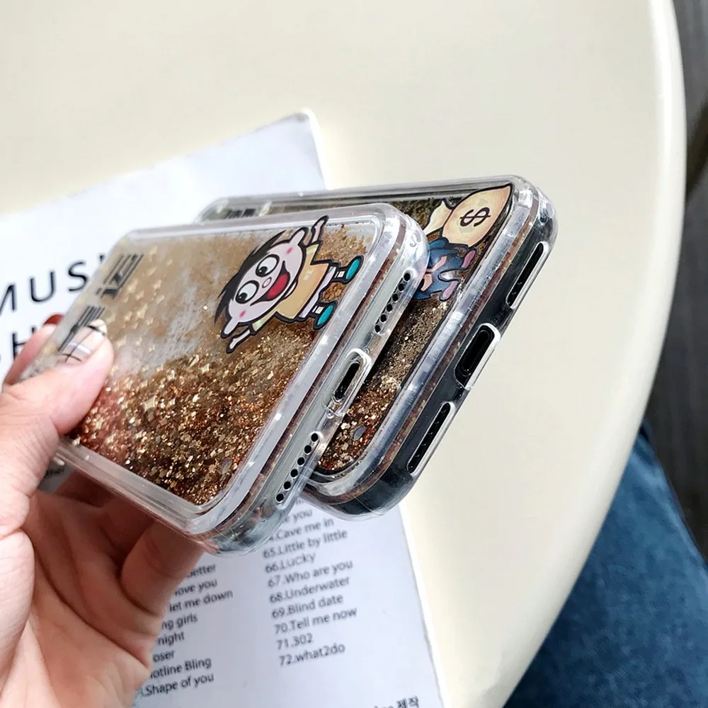 

PC quicksand glitter cartoon mobile phone case for iPhone SE 2020 11 Pro X XS Max XR 6 6s 7 8 Plus hard shell anti-fall
