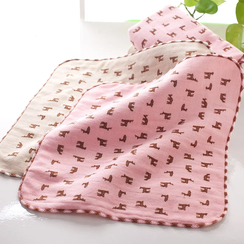 

Gauze Pure Cotton Jacquard Variety Deer Square Towel Household Children's Face Wash Towel Baby Absorbent Mouth Wiping Towel 4pcs