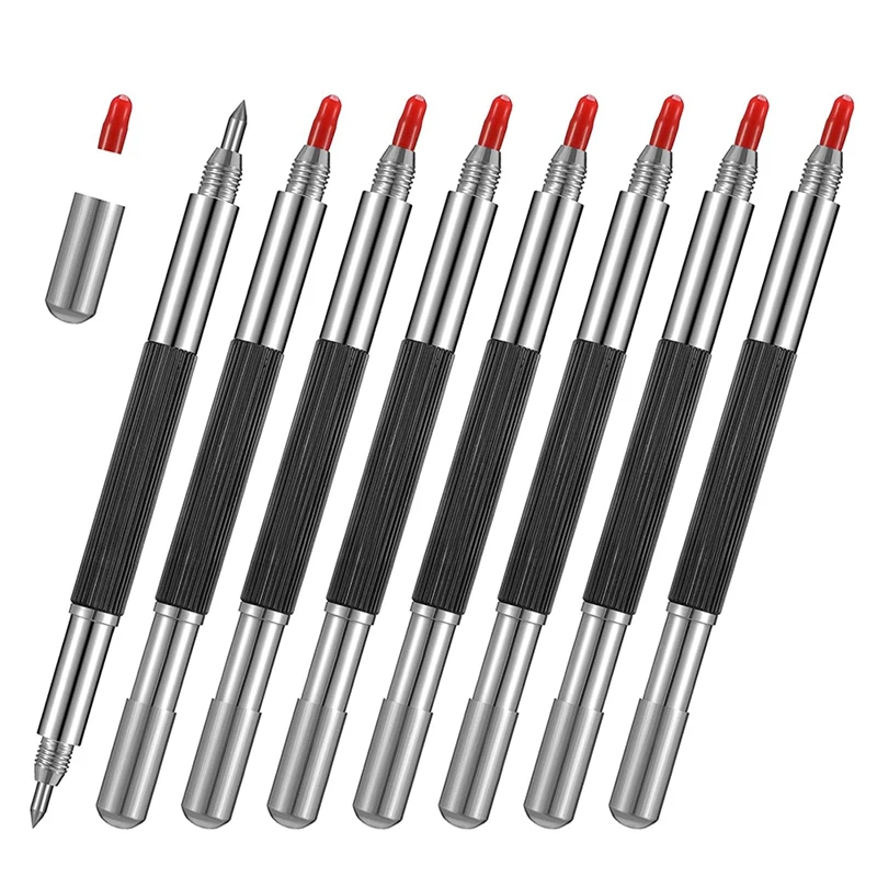 

8 Pieces Double Head Cemented Carbide Tip Scriber Engraving Pen Tip Scriber Metal Etching Engraving Pen For Glass Metal