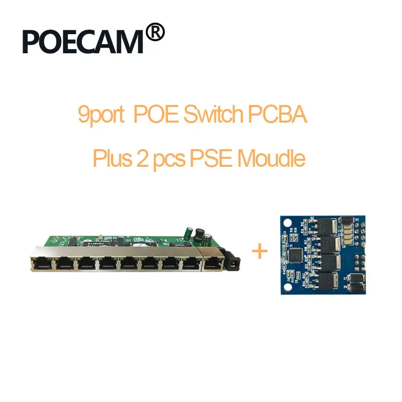 PSE no power 9 портов настольное настенное крепление POE Модуль переключателя PCB общий источник питания 96 Вт IEEE802.3af/at usb-хаб 960 P/1080 P HD ip-камера NVR мини-ПК - Цвет: PSE no power