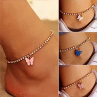 summer bohemian butterfly bracelet womens tennis chain crystal ankle bracelet crystal ankle bracelet beach party accessories