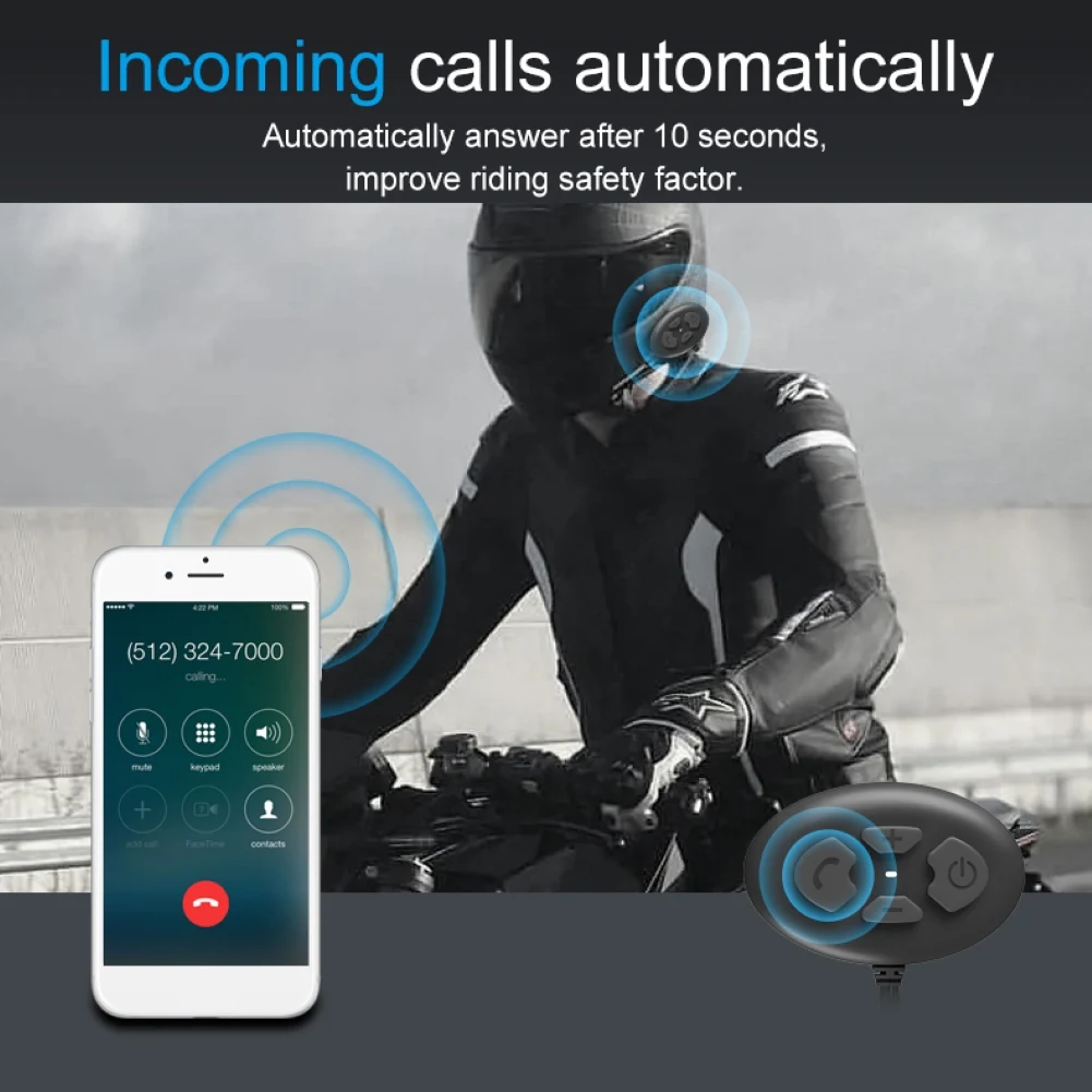 

DK11 Bluetooth 5.0 Rechargeable Waterproof Motorcycle Headset Helmet Headphone Motorcycle Electric Accessories drop shipping