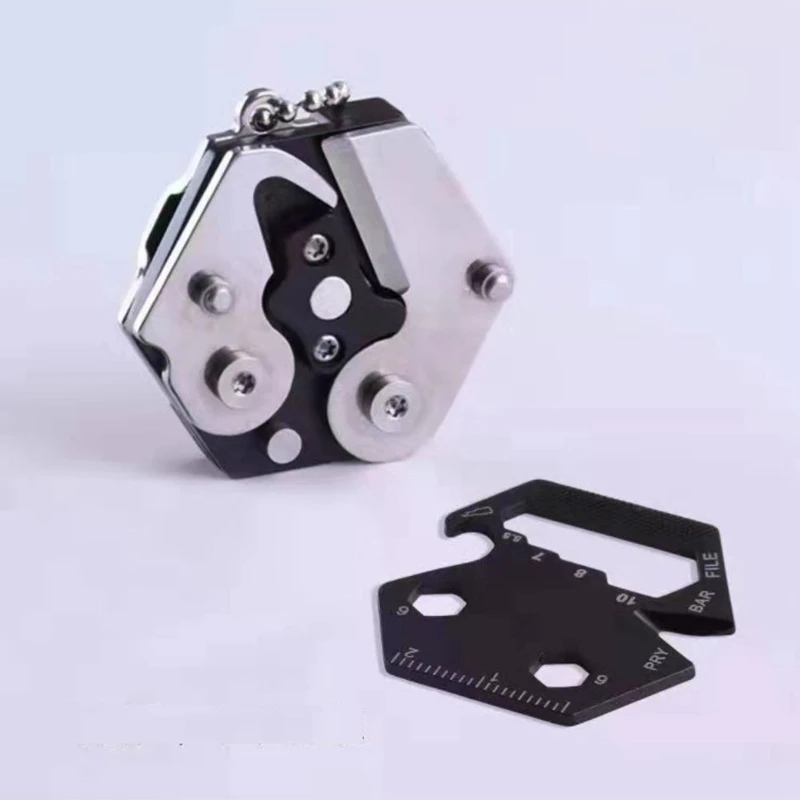 

Multi Function Tool Keychain Mini Coin Screwdriver Hexagonal Stainless Steel Pocket Wrench Outdoor Portable Mini Gadget