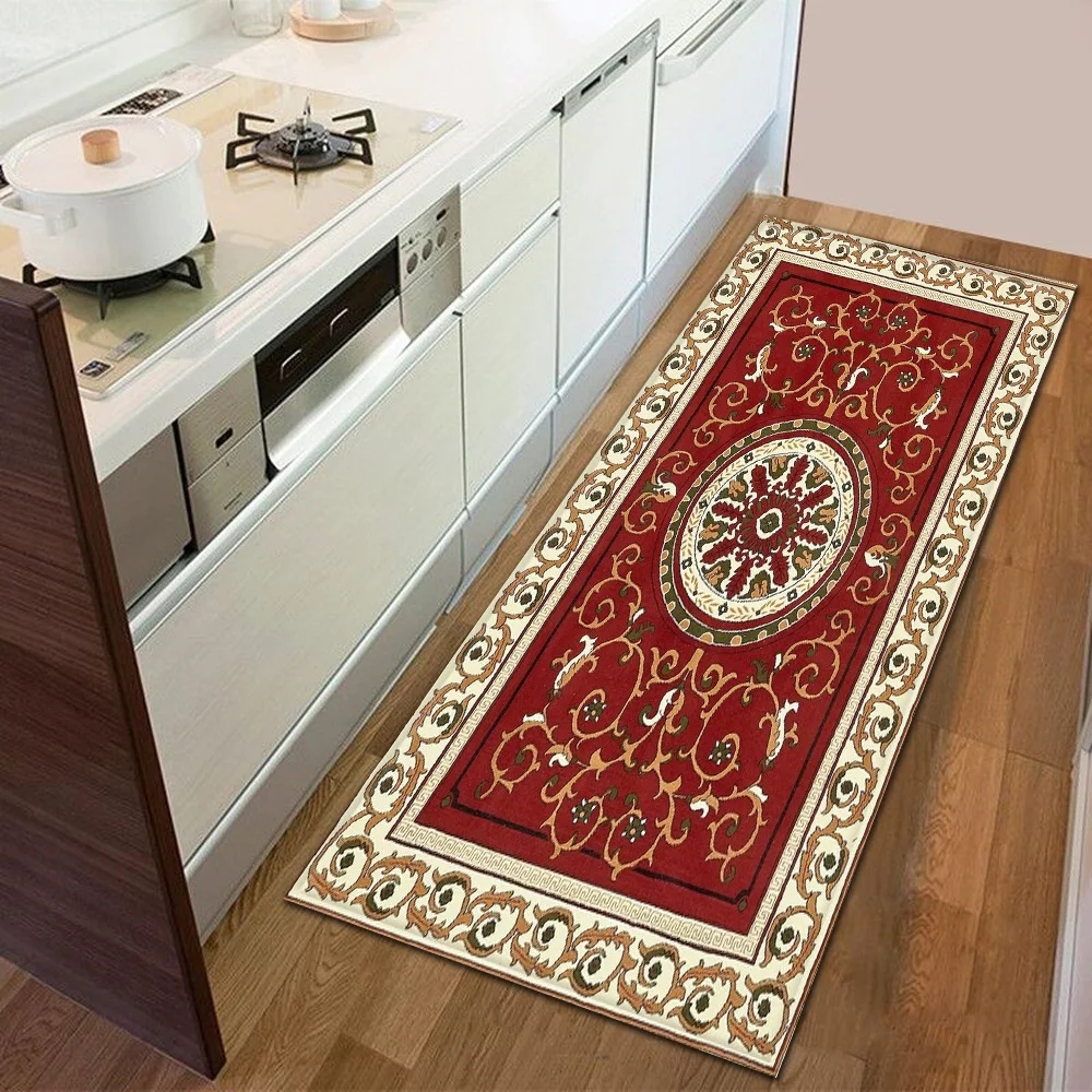 

Современный кухонный Придверный коврик, декоративный ковер для спальни, ванной, противоскользящий напольный длинный ковер для дома, балкон...