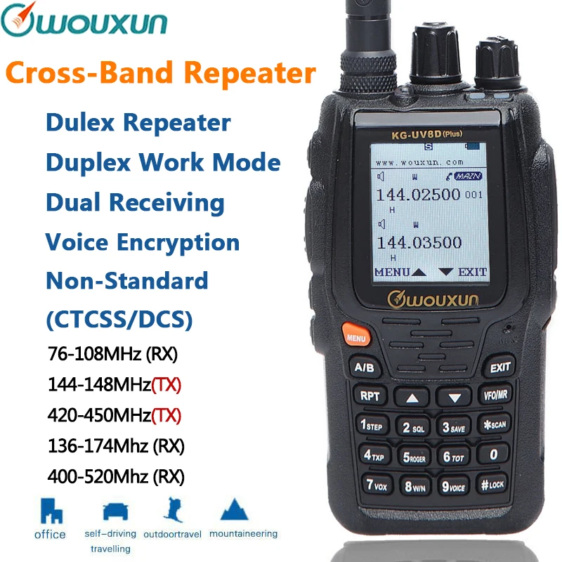 Wouxun KG-UV8D Plus Walkie Talkie Duplex Cross Band Repeater Multi functiona 999 каналов DTMF VHF UHF двухдиапазонный