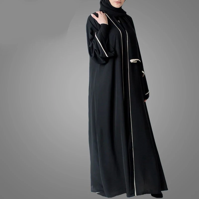 Платье свободного кроя мусульманских Арабская абайя Длинные рукава однотонные Цвет Дубай, Турция умеренный исламский абайя