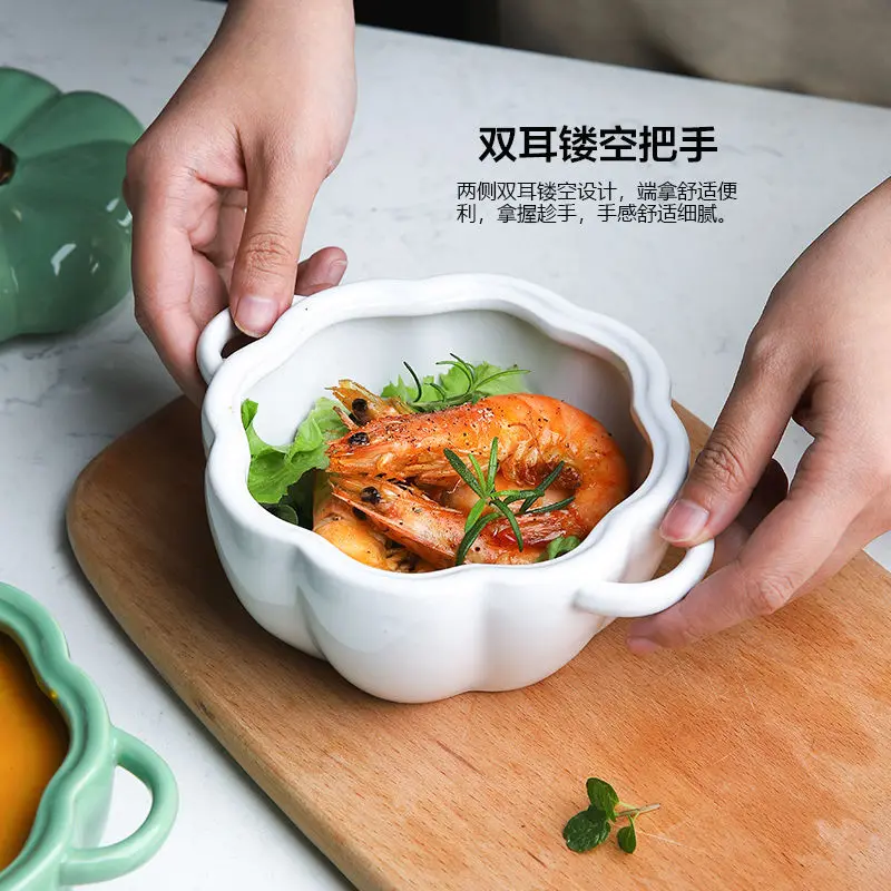 Креативные милые суп из тыквы чаша для выпечки с крышкой Керамическая пиала риса