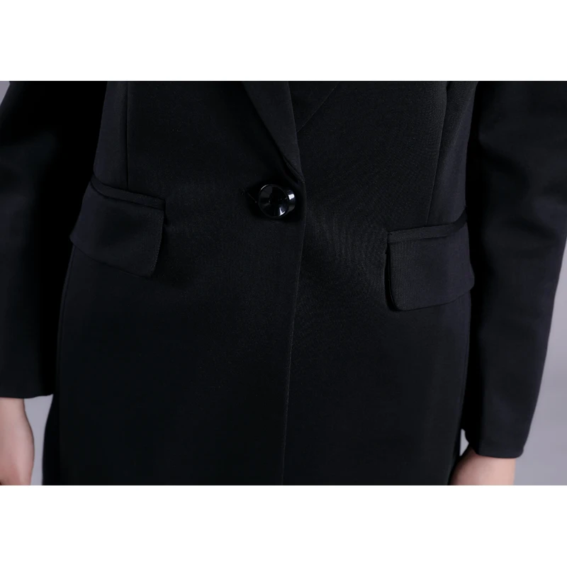 Модный черный цвет тонкий шикарный с длинным рукавом женский профессиональный