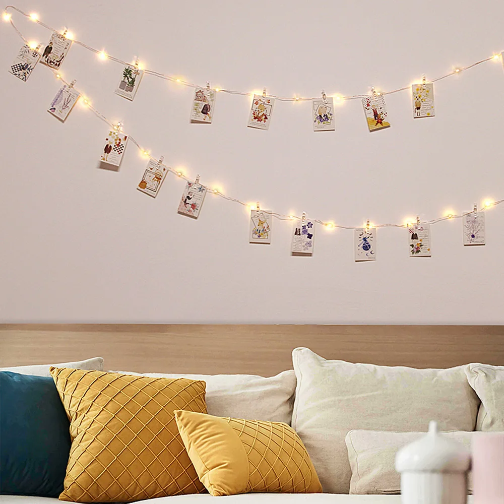 Герлянда для декора led string 2 м/5 м/10 м USB светодиодный гирлянда для использования вне помещения Рождественская медная проволочная Гирлянда для фото клип Декор гирлянды батарея Фея цепь лампы герлянда гирлянда на