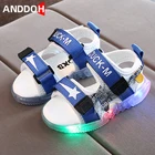 Детские светящиеся пляжные туфли, сандалии со светодиодной подсветкой, мягкая подошва, обувь для начинающих ходить детей, размеры 21-30