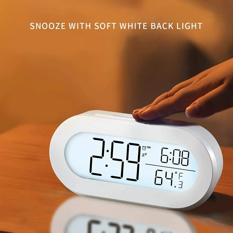 

Digital Alarm Clocks for Desk or Bedroom, Small Alarm Clocks for Kids,with Soft Backlight, Snooze and Temperature