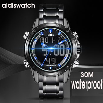 addies Mens Watches LED Digital Clock Male Full Steel Military Wrist Watch Top Luxury Brand Men Sports Watches Men's Quartz-36595