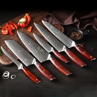 yarenh kitchen knife set 6 pcs professional damascus stainless steel santoku chef sushi bread boning utility cooking knives sets