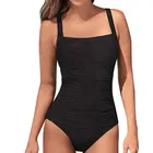 2021 винтажный слитный купальник женский купальник однотонный черный купальный костюм монокини 1 Ретро без бретелек пляжный боди XXL
