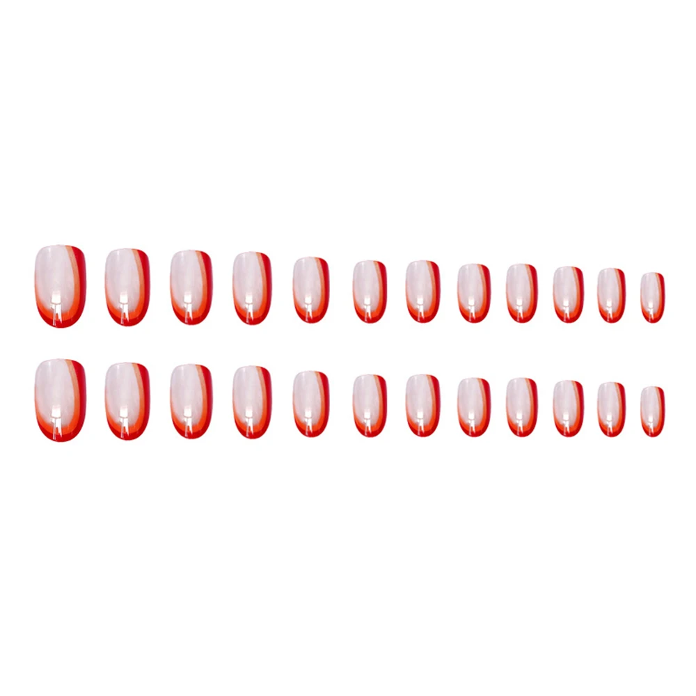 24 шт. красные французские короткие Круглые Искусственные ногти | Красота и