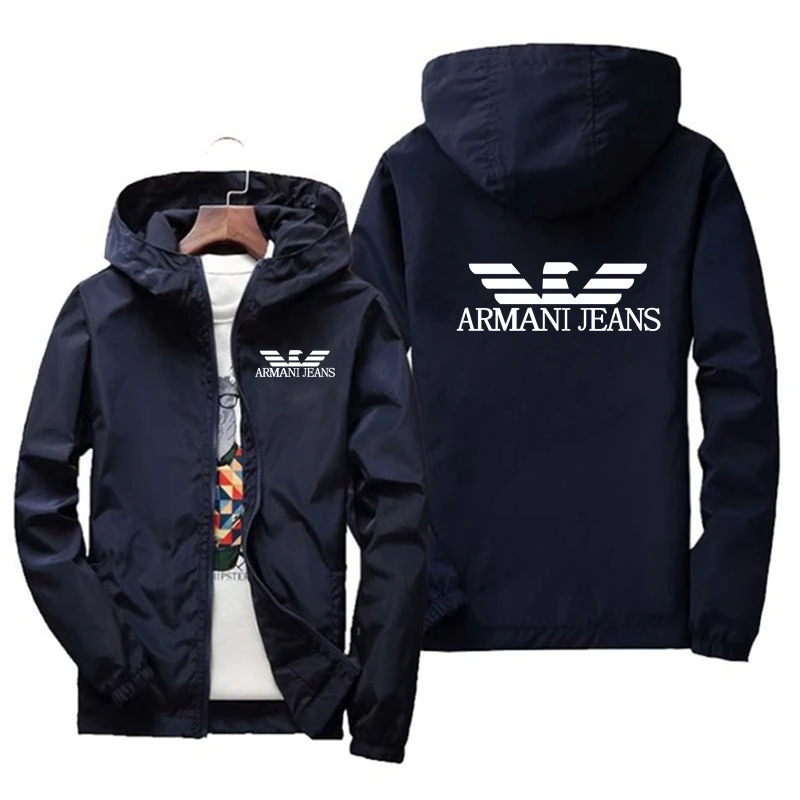

Spring and autumn jacket men's lightweight hooded zipper waterproof jacket windproof and warm casual fashion men's jacket