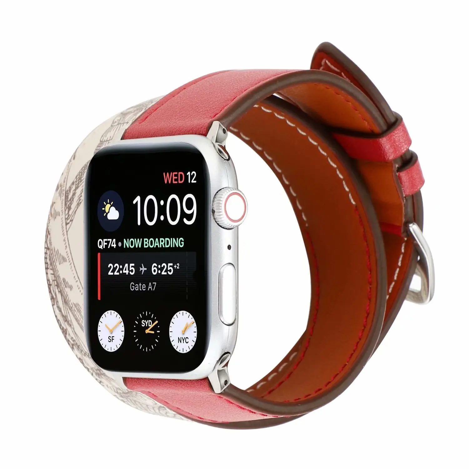 Ремешок mixcolor для iWatch серии 5 4 3 2 1 Двойная кожаная Петля для Apple Watch 42 мм 38 мм 40 мм 44 мм Мода