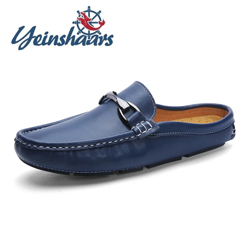 Lofer Shoes Man Half For Men Formal Mens Loafers Leather Male Business Fashion Casual Light Driving Flat | Обувь