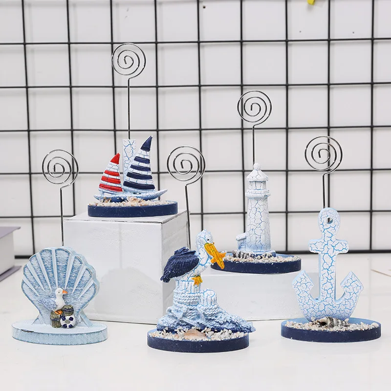 

Shells Boat Memo Photo Clip Business Card Stand Holder Seashells Sea For Decor Decoration Home Desk Accessories Gift