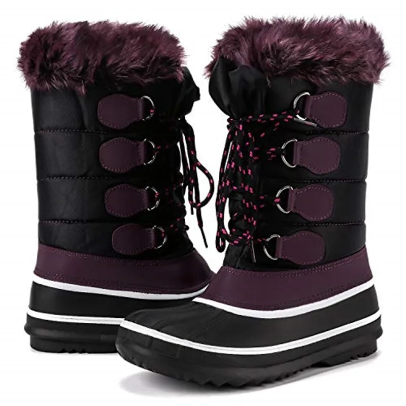 

Женские сапоги на искусственном меху EPHER, водонепроницаемые сапоги до середины икры, нескользящая зимняя Лыжная обувь