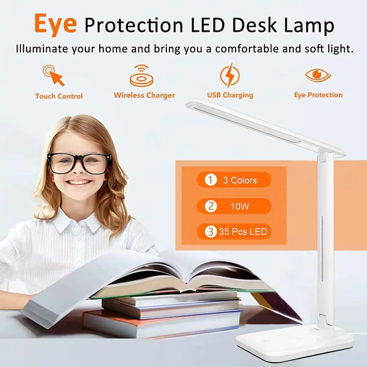 

10W 2 in 1 LED Desk Lamp Multi-Function Table Lamp adjustment Home Lighting Fast Charging Wireless Charger 10W Power Qi Wireless