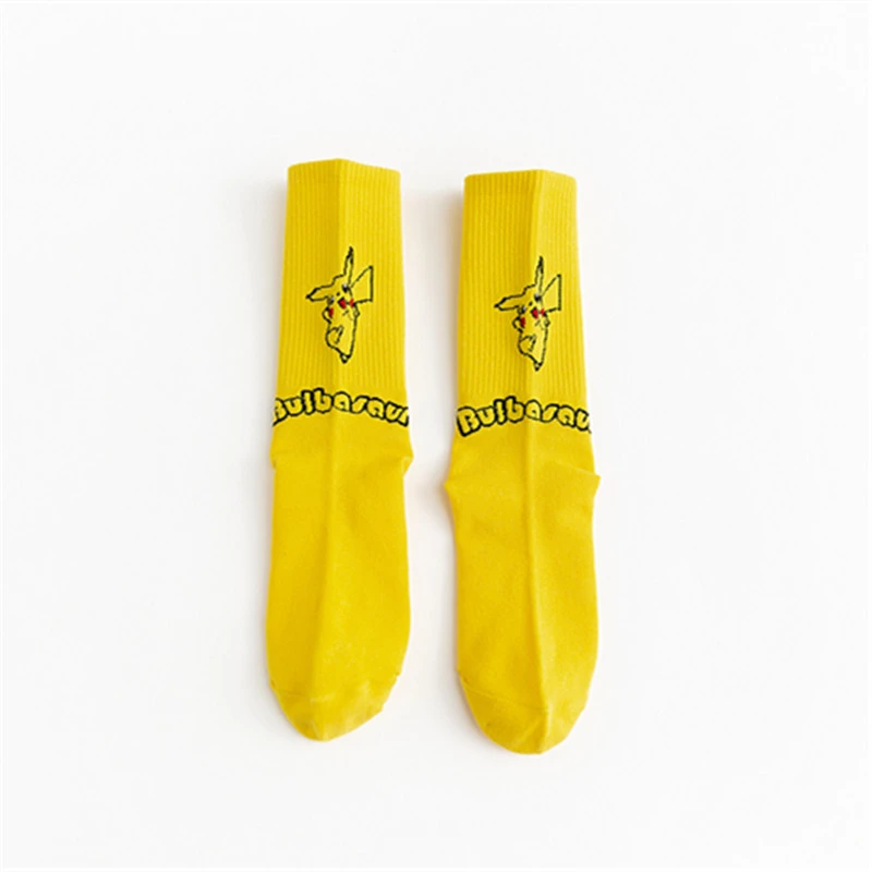 yellow CHAOZHU для женщин девочек модный детский мультфильм Пикачу Дженни черепаха маленький огонь Дракон Мода хип хоп улица смешные носки Харадзюку - Цвет: yellow