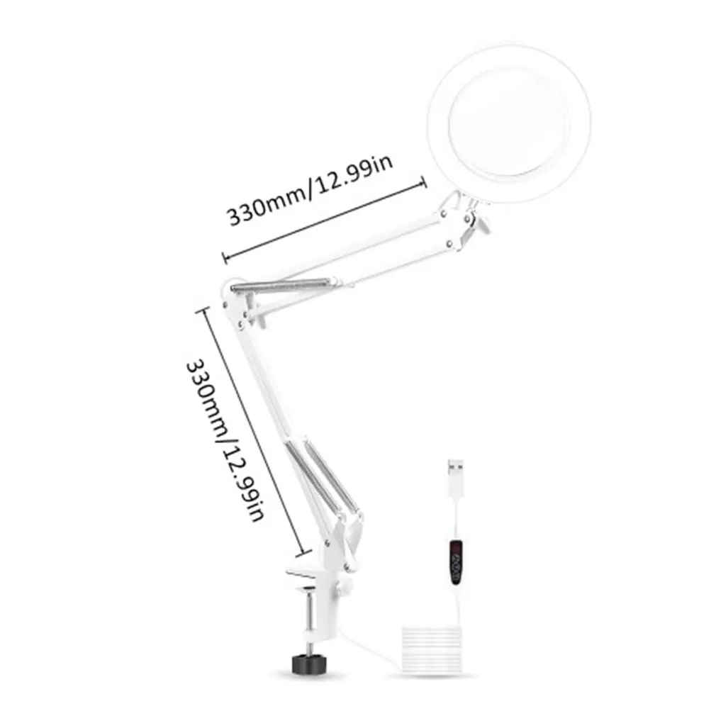 

Practical LED White Magnifier Lamp Folding Long Arm Clip Eye Protection Lamp Usb Reading Book Lamp Magnifying Glass Lamp
