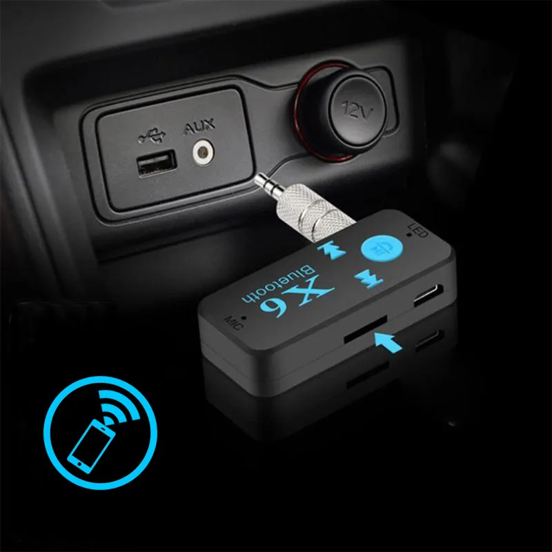 Автомобильный Bluetooth X6 Универсальный 3 в 1 Bluetooth-приемник V4.1 поддержка 5 мм TF-карты