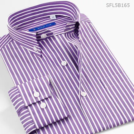 Хлопок, большие размеры, M-3XL, 4XL, 5XL, осень-лето, мужские повседневные платья с длинным рукавом, деловые рубашки в полоску, красные, синие - Цвет: SFL5B165