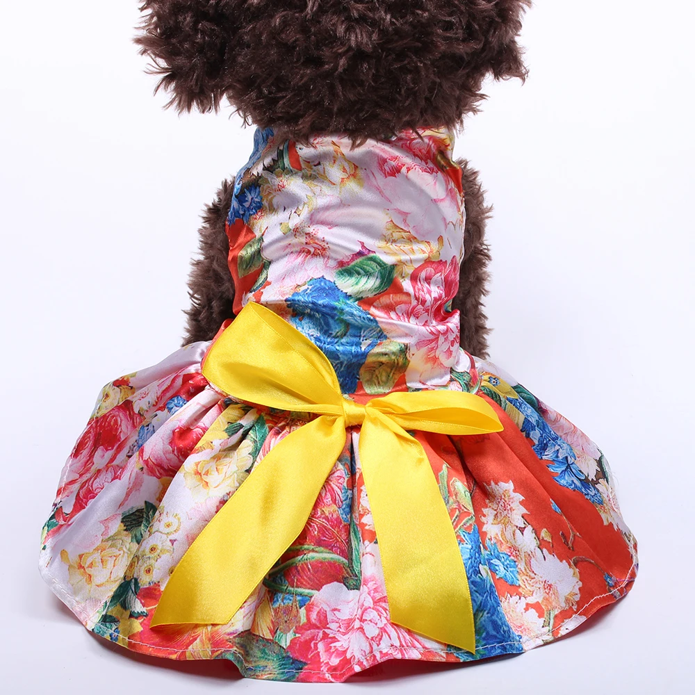 

Dog Pet Floral&Bow Dress Tutu Cat Puppy Skirt Dresses Spring/Summer Apparel More Colours 5 Sizes