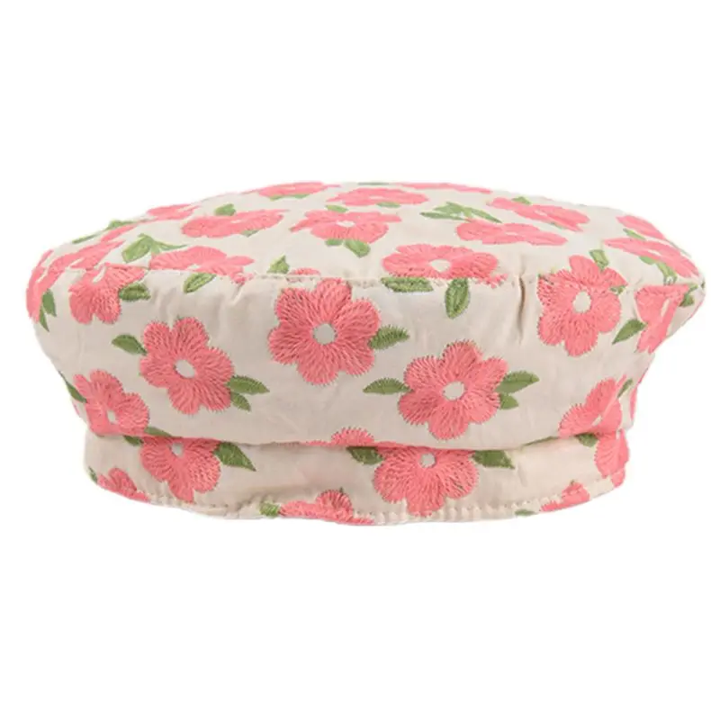 

Весенне-летние женские береты, модная женская винтажная шляпа с цветочной вышивкой, плоская кепка