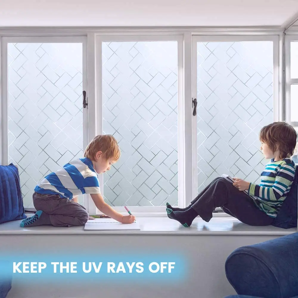 Защитная пленка для окон матовая с рисунком в клетку не клейкая статическая