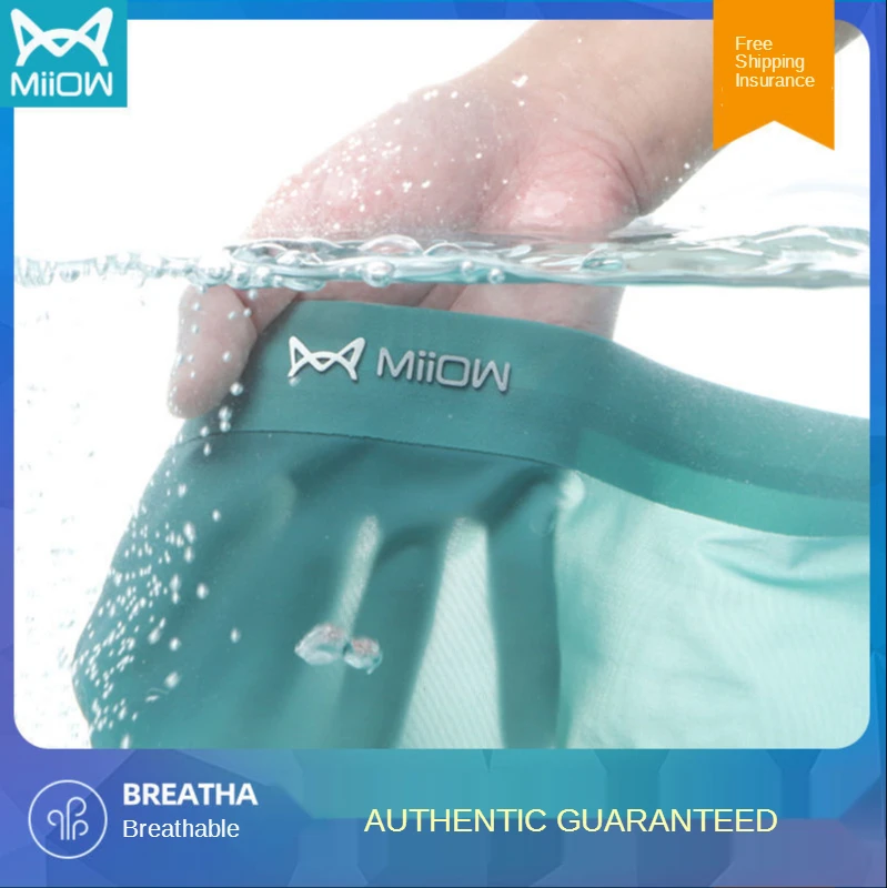 

MiiOW Men's Underwear Ice Men's Summer Breathable Antibacterial Thin Boxer Middle Waist Traceless Youth Boxer