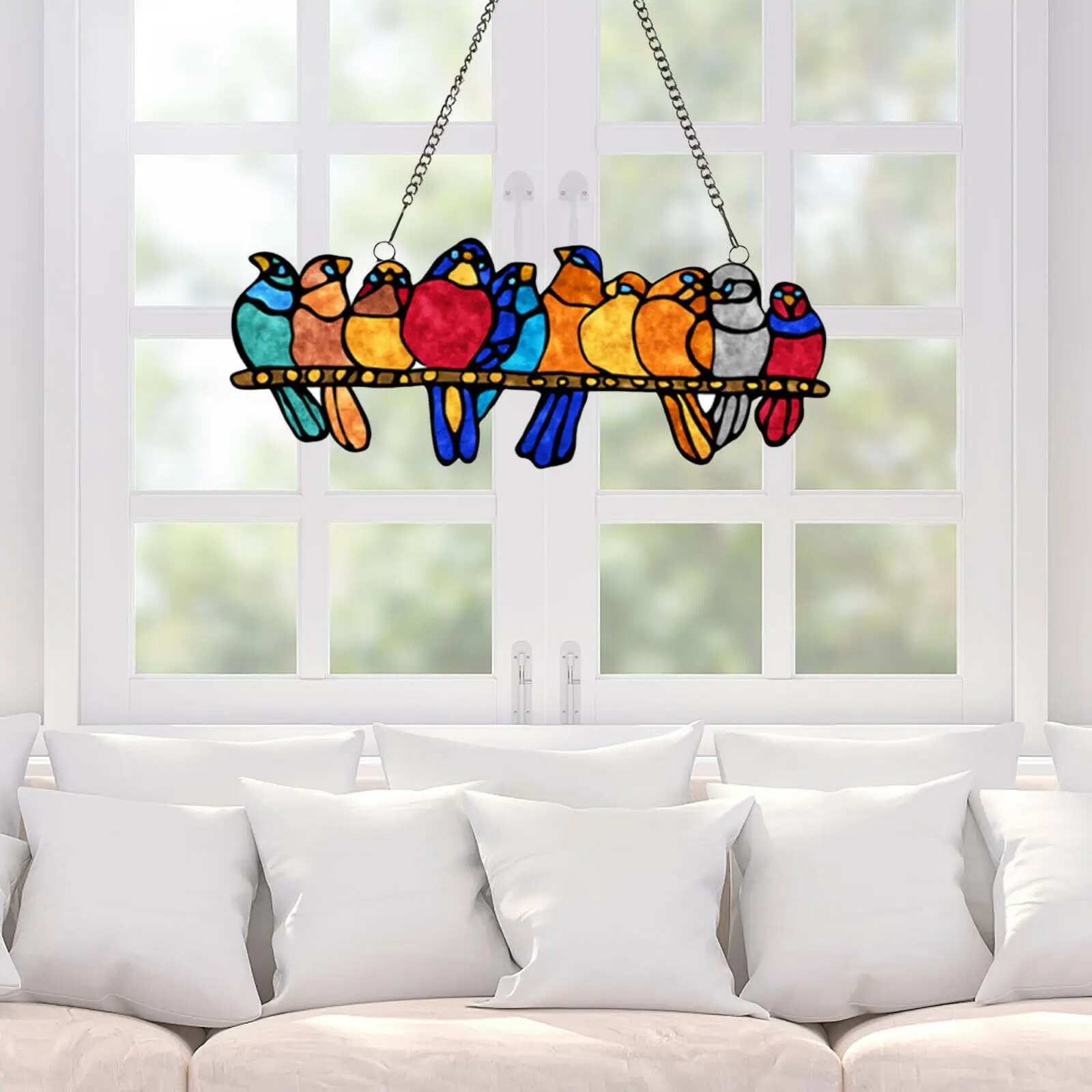 

Mini Stained Bird Glass Window Hangings Acrylic Wall Hanging Birds Decor Room Accessories Decor Gift