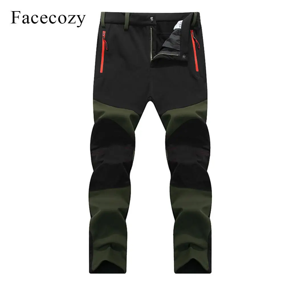 Facecozy, мужские флисовые треккинговые походные брюки, зимние уличные водонепроницаемые флисовые походные мужские спортивные брюки для охоты и рыбалки - Цвет: Green