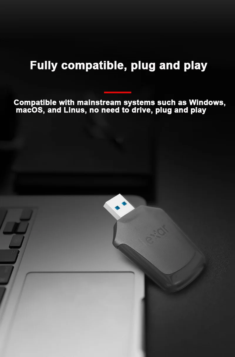 Lexar картридер Профессиональный USB 3,0 кардридер SD карта SDHC SDXC высокоскоростная карта памяти Однопортовый UHS-II кардридер