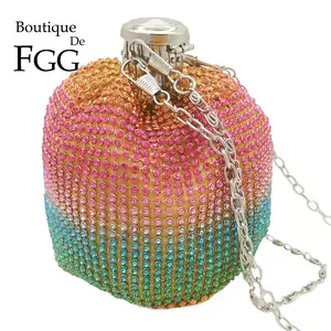 Женский Вечерний Клатч Boutique De FGG, мини-кошелек из радужной алюминиевой ткани, Модные Коктейльные Вечерние Сумочки