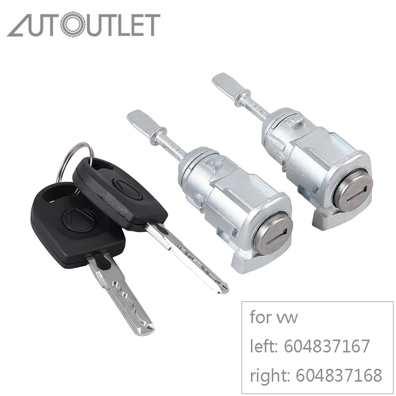 AUTOUTLET 2 шт. замок цилиндр дверной ключ левый + правый для VW GOLF 4 IV BORA FABIA 604837167 604837168